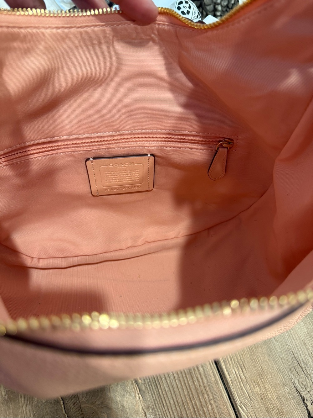 Coach Peach-Pink Pebbled Leather Hobo with Gold Hardware - Picture 12 of 16